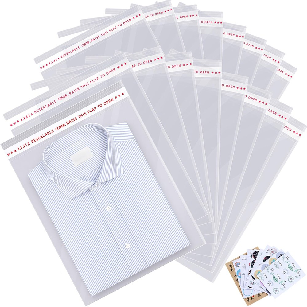 1000 pcs 12 x 16 Inches Large Clear Resealable Cellophane Bags for Packaging Products Bulk Self-sealing Gift Bags Self Adhesive Plastic Storage Shipping Bags for Gifts ,Clothes, Treats, Party Favor, Small Business