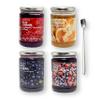 Tasty Kitchen IKEA Organic Preserves 4-Pack Bundle - Total 4 Flavors - SYLT LINGON Lingonberry, Blueberry, Raspberry & Blueberry Jam & Orange & Elderflower Marmalade (15 oz) with Bonus Spreader Spoon view 1
