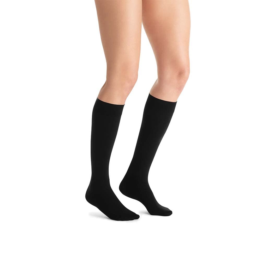 JOBST Opaque Compression Stockings, 20-30 mmHg, Knee High, SoftFit Band, Closed Toe, Classic Black, Large