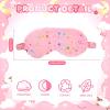 UTENEW 4 Pieces Glitter Stars Pattern Plush Sleep Mask, Soft Eye Cover, Faux Fur Sleeping Blindfold Eyeshade with Elastic Strap & Satin Back for Travel Sleepover Nap Party Supply Girls Women, 4 Colors view 2
