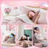 UTENEW 4 Pieces Glitter Stars Pattern Plush Sleep Mask, Soft Eye Cover, Faux Fur Sleeping Blindfold Eyeshade with Elastic Strap & Satin Back for Travel Sleepover Nap Party Supply Girls Women, 4 Colors view 4
