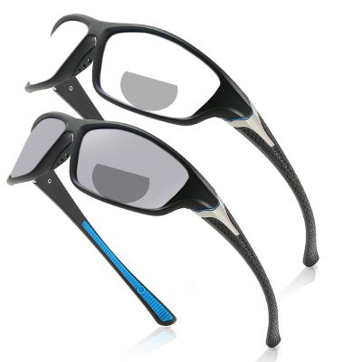 Transition Photochromic Bifocal Reading Glasses for Men Women Outdoor Sports Presbyopia Sunglasses reader Anti-glare goggles (black blue, 1, multiplier_x)