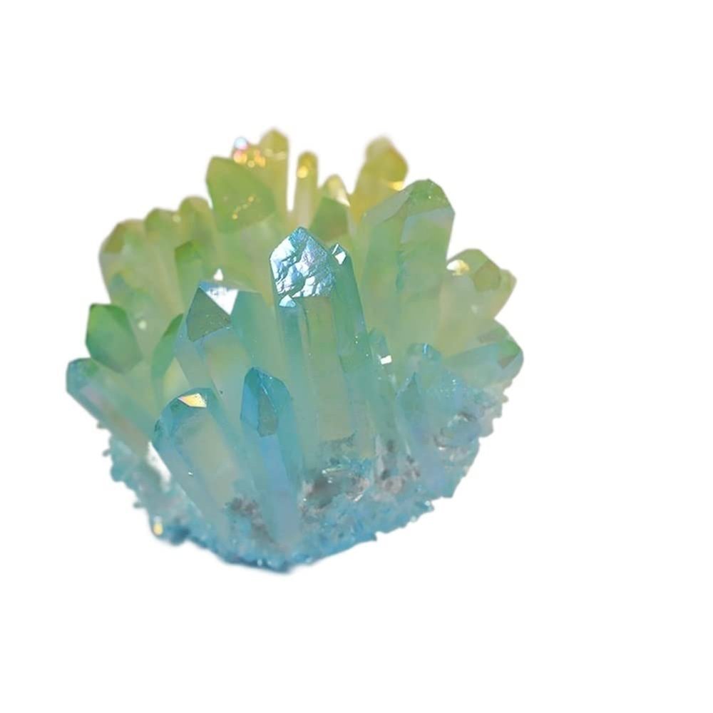 WGPHD Meditation Home Natural Healing Yellow Green Crystal ClustersGemstone Titanium Rainbow Aura Quartz for Home Room Decoration (Size : 200-250g)