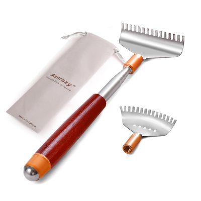 Aznrszy Back Scratcher with Detachable Heads, Metal Backscratchers Extendable for Women Men, Wider Claws/Wooden Handle/Massage Roller, Long Head Body Scratcher Massager