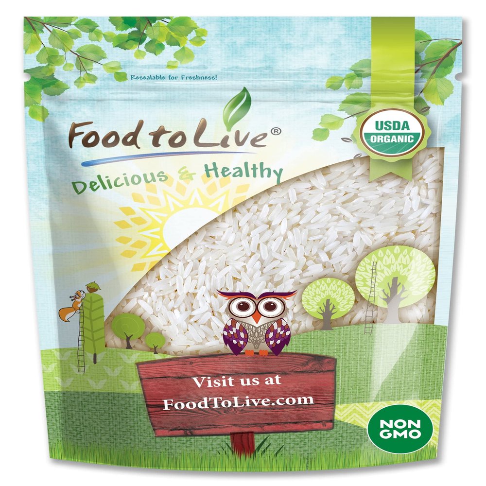 Food to Live - Organic White Jasmine Rice, 1 Pound - Non-GMO, Long-Grain Rice Variety, Raw, Vegan, Kosher, Bulk