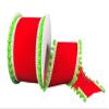 Jascotina, 2.5" Red Velvet Pom Ribbon: Lime Green (10 Yards) - Christmas Gift Wrapping Ribbon view 1