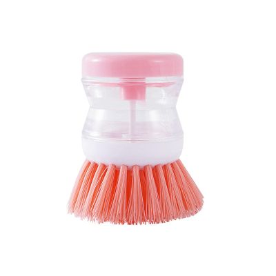 AAMMII Dishwashing Brush Automatic Liquid-Filling Self-Spraying Press-Type Pot-Washing Brush Washbasin Cleaning with Long-Handle Random