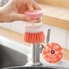 AAMMII Dishwashing Brush Automatic Liquid-Filling Self-Spraying Press-Type Pot-Washing Brush Washbasin Cleaning with Long-Handle Random view 3