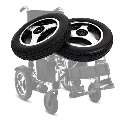 12inch Electric Wheelchair Replacement Wheels Parts, Wheelchair Rear Wheels Accessories, Non-Slip Solid Tires, Aluminum Alloy Hub, Keyway: 6mm