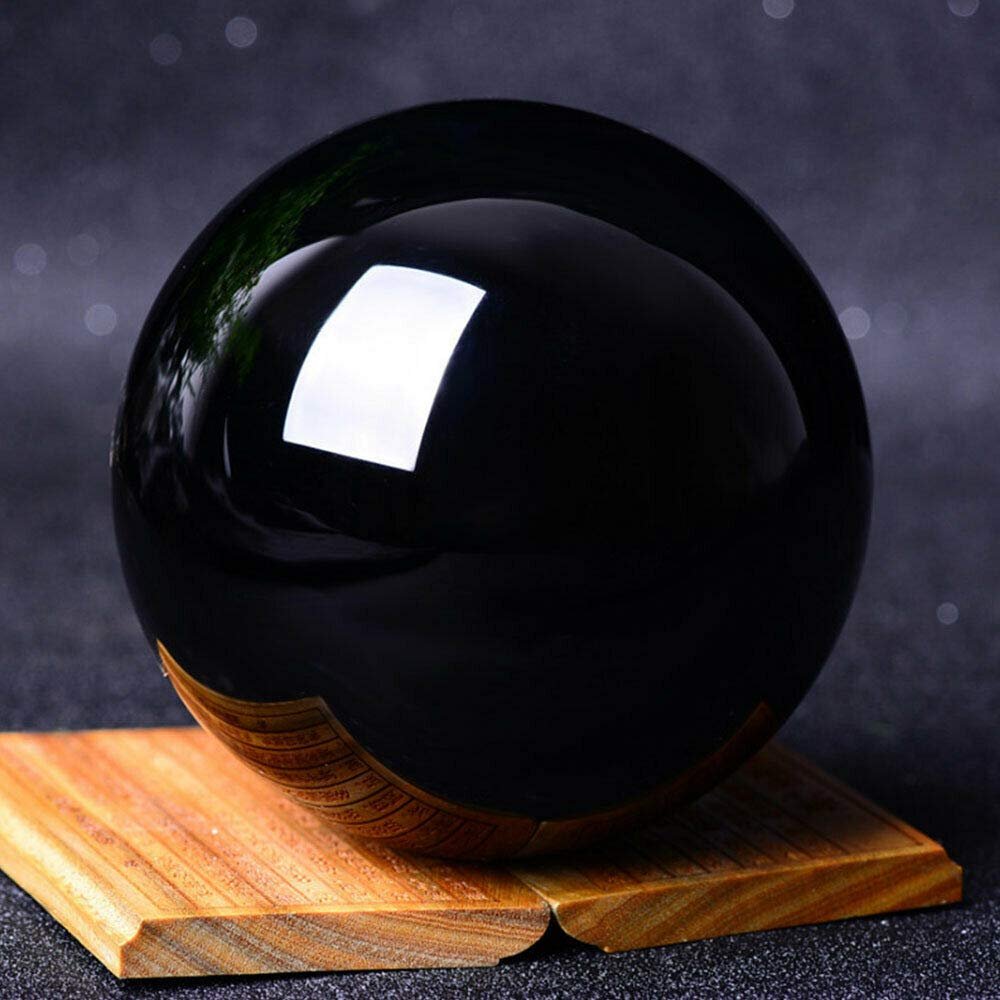 20-60Mm Aziatische Natural Black Obsidian Sphere Quartz Crystal Magic Ball Healing Reiki Rock Stone Collectibles Zonder Base,60mm