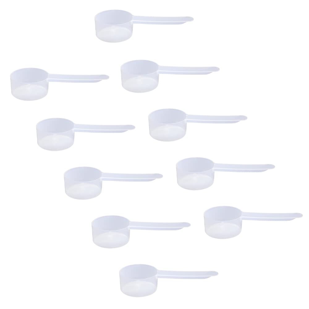 Plastic Measuring Scoop, (18 cc | 1.30 Tablespoon | 18 mL) Long Handle Spoons for Powders, Granules, Coffee, Pet Food, Baking Supplies, Protein and Other Dry Goods, BPA Free (Set of 10)