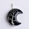 1PC Natural Crystal Pendant Moon ShapeTree of Life Raw Crystals Mineral Jewelry Stone Increase Charm Unisex Jewelry Gift,Moon Obsidian,1pcs view 1