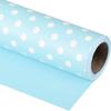 WRAPAHOLIC Reversible Wrapping Paper - Mini Roll - 17 Inch X 33 Feet - Baby Blue and Polka Dot Design for Birthday, Holiday, Wedding, Baby Shower view 1