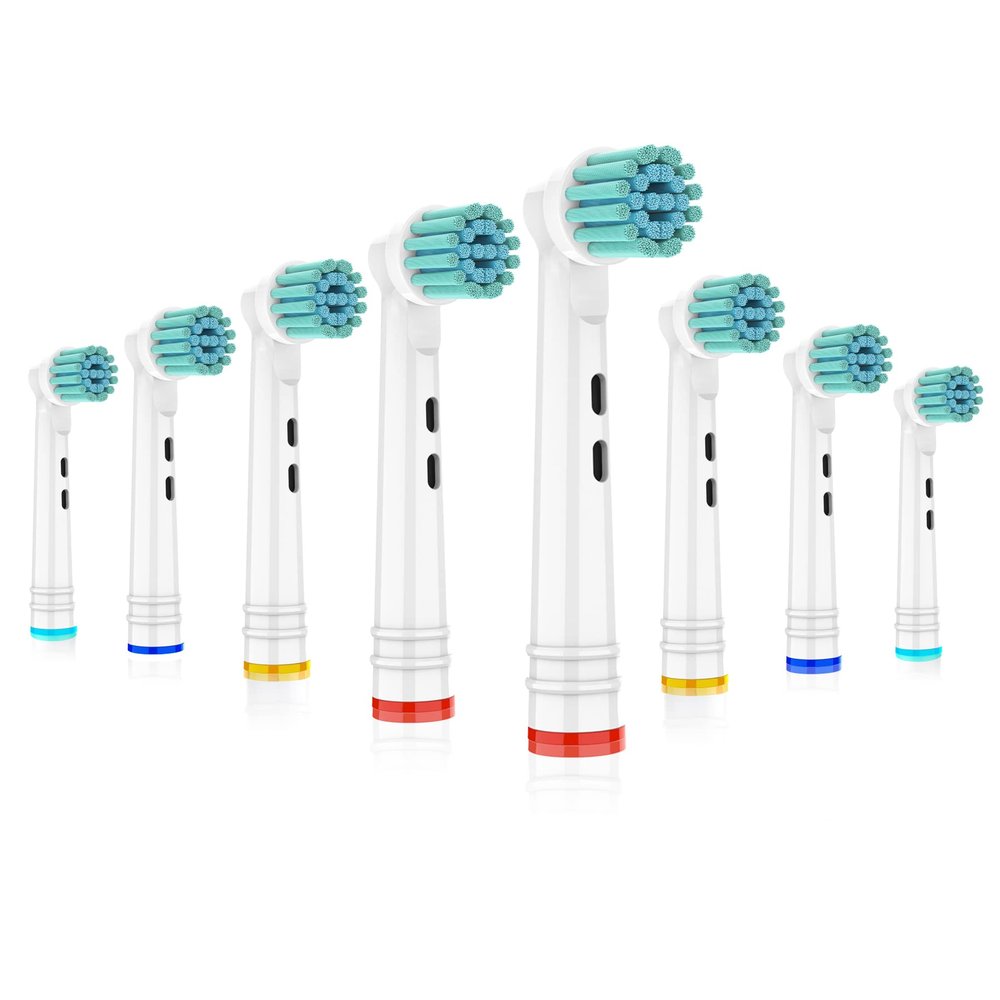BUKURII Replacement Toothbrush Heads Fit for Oral B Electric Toothbrushes, 8pcs, Extra Soft Bristles for Sensitive Gums Care, Round Head for Pro Timer