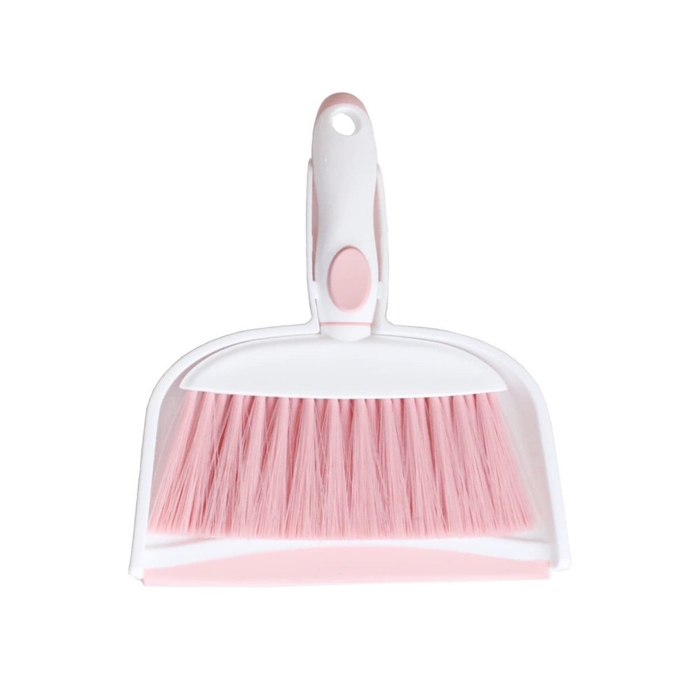 BSMstone Mini Broom and Dustpan Set-Mini Whisk Set for Desk, Housekeeping, Office, Kitchen, Pet Nest, etc.,Daily Cleaning Necessity Plastic Mini Dustpan Set (Pink)