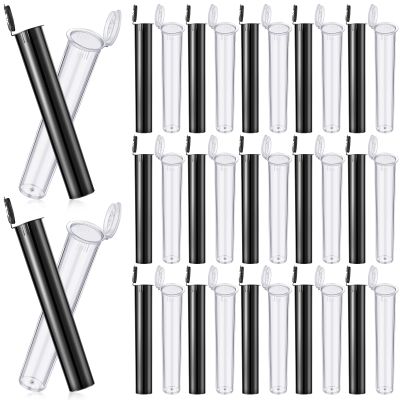 300 Pcs Black and Clear 116 mm Tubes Pre Roll Tubes Pill Bottle Empty Plastic Bottles with Lids