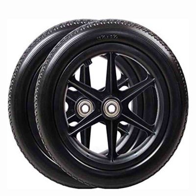 2pcs 12 Inch Manual Wheelchair Rear Wheel Caster Non-Inflatable Wheel Pu Tire Wheelchair Accessories Rear Wheel (Color : B)