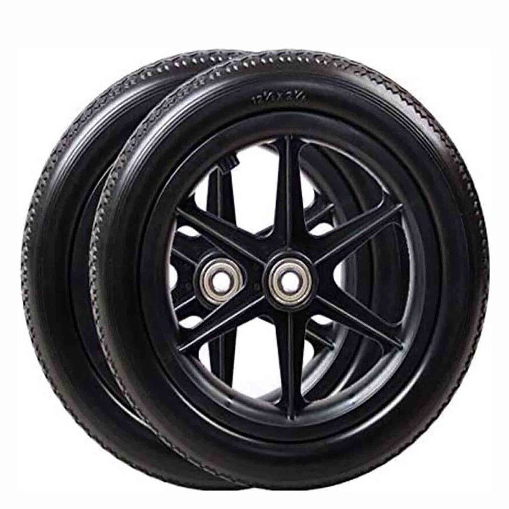 2pcs 12 Inch Manual Wheelchair Rear Wheel Caster Non-Inflatable Wheel Pu Tire Wheelchair Accessories Rear Wheel (Color : B)