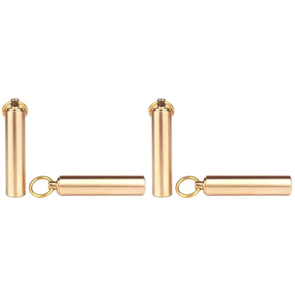 2 Sets 2pcs Outdoor Waterproof Tank Pill Case Emergency Brass Pill Tank Pill Holder Waterproof Pill Containers Pill Storage Container