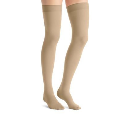 JOBST Opaque Compression Stockings, 30-40 mmHg, Thigh High, Sensitive Band, Closed Toe, Natural, Small