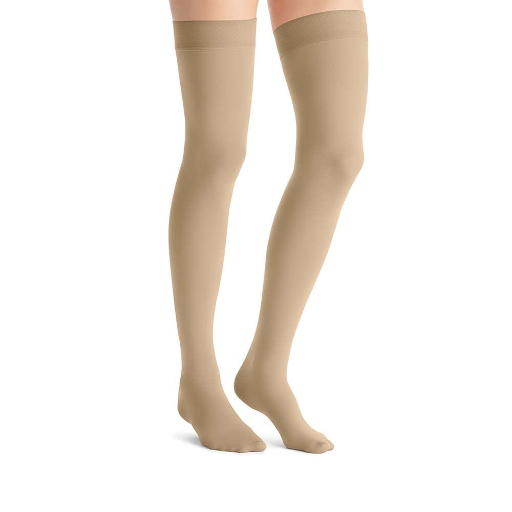 JOBST Opaque Compression Stockings, 30-40 mmHg, Thigh High, Sensitive Band, Closed Toe, Natural, Small