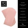 Luxe Party 112 Pack Dinner Napkins, Disposable, Premium 3 Ply Paper, Rectangular, Decorative Guest Place Setting, Coral with Gold Stripe view 2