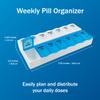 Amazon Basic Care (7-Day) AM/PM Pill Organizer, Vitamin Case, And Medicine Box, Large Compartments, 2 Times a Day, Blue and Clear Lids view 2