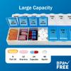 Amazon Basic Care (7-Day) AM/PM Pill Organizer, Vitamin Case, And Medicine Box, Large Compartments, 2 Times a Day, Blue and Clear Lids view 3
