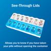Amazon Basic Care (7-Day) AM/PM Pill Organizer, Vitamin Case, And Medicine Box, Large Compartments, 2 Times a Day, Blue and Clear Lids view 4