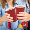 PAMI 16oz Sturdy Disposable Plastic Cups for Parties, Beer Pong, Cocktails, Smoothies (50 Red) view 2