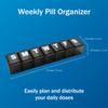 Amazon Basic Care Weekly (7-Day) Pill Organizer, Vitamin Planner, And Medicine Box, Medium Compartments, Black view 2