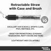 Custom Retractable Metal Straw with Case and Brush Set of 10, Personalized Bulk Pack - Convinient and Reusable, Perfect for Weekend Getaway, Camping, Beach and Outdoor - Silver view 3