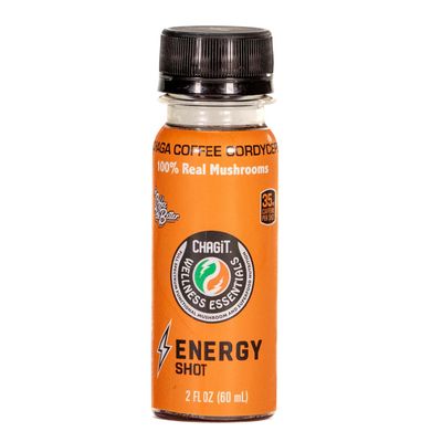 Chagit Energy Shot, Mushroom Wellness Shot, Chaga, Coffee, cordyceps, Pure Liquid Extract, Box of 15