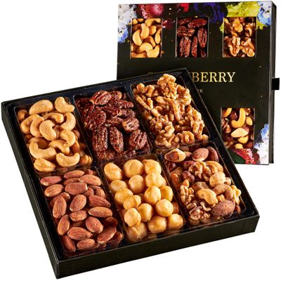 Nuts Gift Basket, Gourmet Snack Box, Gift Set For Birthday Party, Care Package, Sympathy, Healthy Gift, Gift for Men and Women. Kosher - Snackberry
