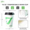 16 oz Compostable Paper Cups with Black Dome Lids - Biodegradable Disposable White Paper Coffee Cups PLA Lined - Eco-Friendly Hot and Cold Drinking Cups (1000) view 3