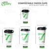16 oz Compostable Paper Cups with Black Dome Lids - Biodegradable Disposable White Paper Coffee Cups PLA Lined - Eco-Friendly Hot and Cold Drinking Cups (1000) view 4
