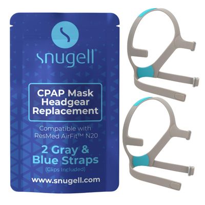 2-Pack Replacement Headgear Strap for N20 Nasal Pillow CPAP Mask, Snugell CPAP Headgear Compatible with AirFit and AirTouch N20 - Adjustable Premium Nylon Headband - Medium Size - Clips Not Included