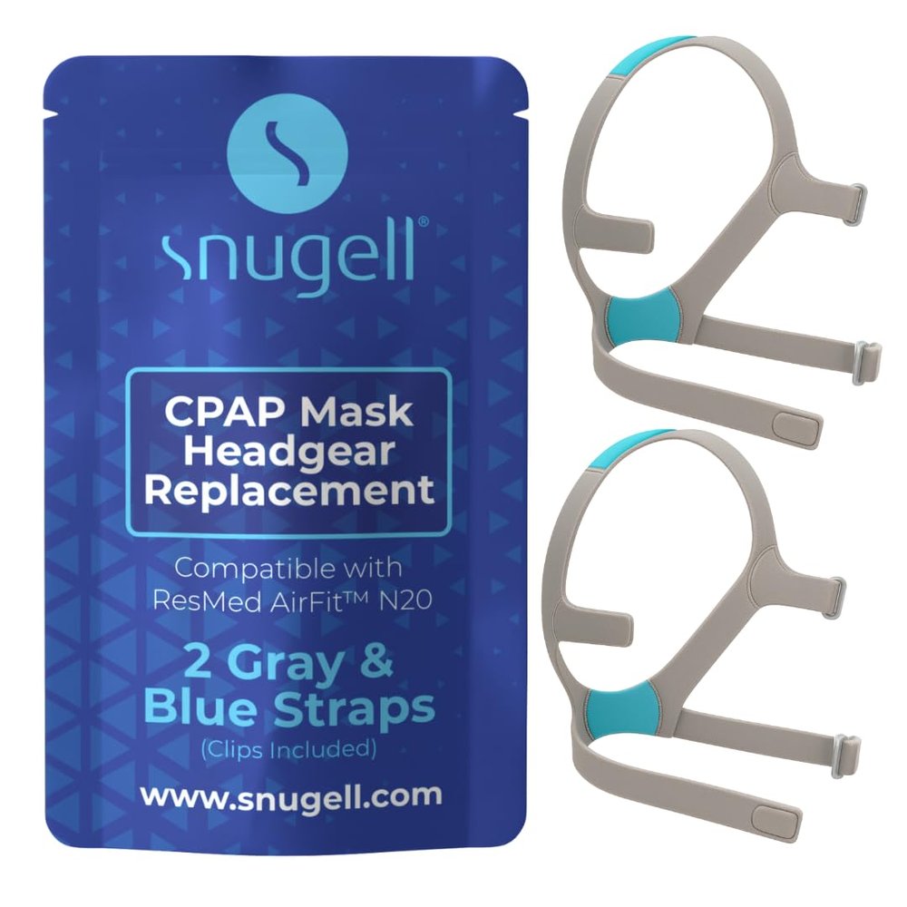 2-Pack Replacement Headgear Strap for N20 Nasal Pillow CPAP Mask, Snugell CPAP Headgear Compatible with AirFit and AirTouch N20 - Adjustable Premium Nylon Headband - Medium Size - Clips Not Included