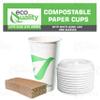 16 oz Compostable Paper Cups with White Dome Lids and Sleeves - Biodegradable Disposable White Paper Coffee Cups PLA Lined - Eco-friendly Hot and Cold Drinking Cups (50) view 4