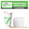 16 oz Compostable Paper Cups with White Dome Lids and Wooden Stirrers - Biodegradable Disposable White Paper Coffee Cups PLA Lined - Eco-friendly Hot and Cold Drinking Cups (25) view 4