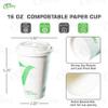16 oz Compostable Paper Cups with White Dome Lids - Biodegradable Disposable White Paper Coffee Cups PLA Lined - Eco-friendly Hot and Cold Drinking Cups (250) view 3