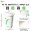 16 oz Compostable Paper Cups with White Dome Lids and Wooden Stirrers - Biodegradable Disposable White Paper Coffee Cups PLA Lined - Eco-friendly Hot and Cold Drinking Cups (150) view 3