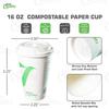 16 oz Compostable Paper Cups with White Dome Lids - Biodegradable Disposable White Paper Coffee Cups PLA Lined - Eco-friendly Hot and Cold Drinking Cups (400) view 3