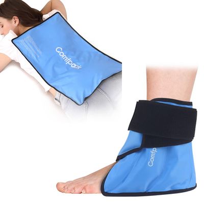 Comfpack Heel Ice Pack for Foot & Ankle Pain Relief, Extra Large Ice Pack for Injuries Reusable, 21.7 x 13 with 3 Straps Gel Pack for Full Back