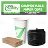 16 oz Compostable Paper Cups with Black Dome Lids and Sleeves - Biodegradable Disposable White Paper Coffee Cups PLA Lined - Eco-friendly Hot and Cold Drinking Cups (1000) view 4