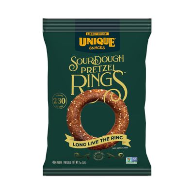 Unique Snacks Sourdough Craft Beer Pretzel Rings, Delicious Homestyle Baked Snack Bag, Vegan, OU Kosher, and Non-GMO Food, No Artificial Flavor, 2.12 Oz. Bag, Pack of 12