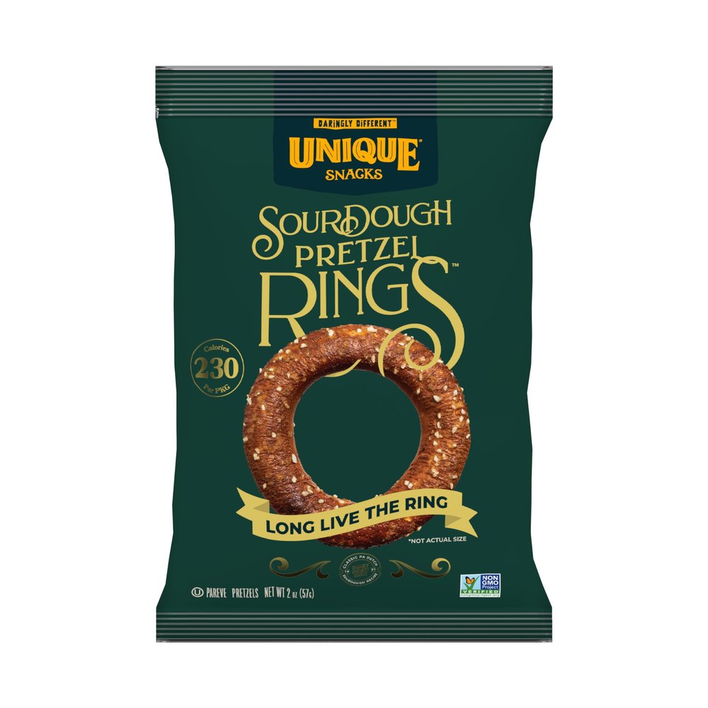 Unique Snacks Sourdough Craft Beer Pretzel Rings, Delicious Homestyle Baked Snack Bag, Vegan, OU Kosher, and Non-GMO Food, No Artificial Flavor, 2.12 Oz. Bag, Pack of 12