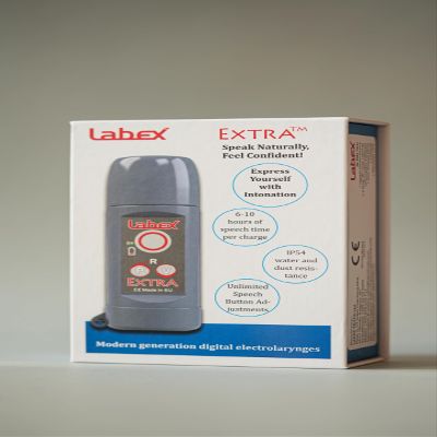 Labex Extra Electrolarynx - Pressure Sensitive, Fully Customizable Sound, Portable - Speech Aid for Laryngectomy - Gray