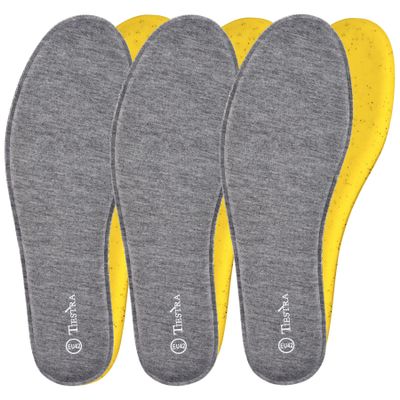 3 Pair -Shoe Inserts for Mens Memory Foam Insoles,Replacement Insoles for Work Boots Running Shoes, Cushion Shock Absorbing for Foot Pain Relief, Comfort Breathable Inner Soles Grey 46EU,US13