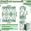 Spiareal 200 Pcs Eucalyptus Napkins Guest Towels Disposable Bathroom Sage Green Leaves Paper Hand Towels Decorative Greenery Paper Napkins for Wedding Birthday Cocktail Dinner Baby Shower Party Decor view 3